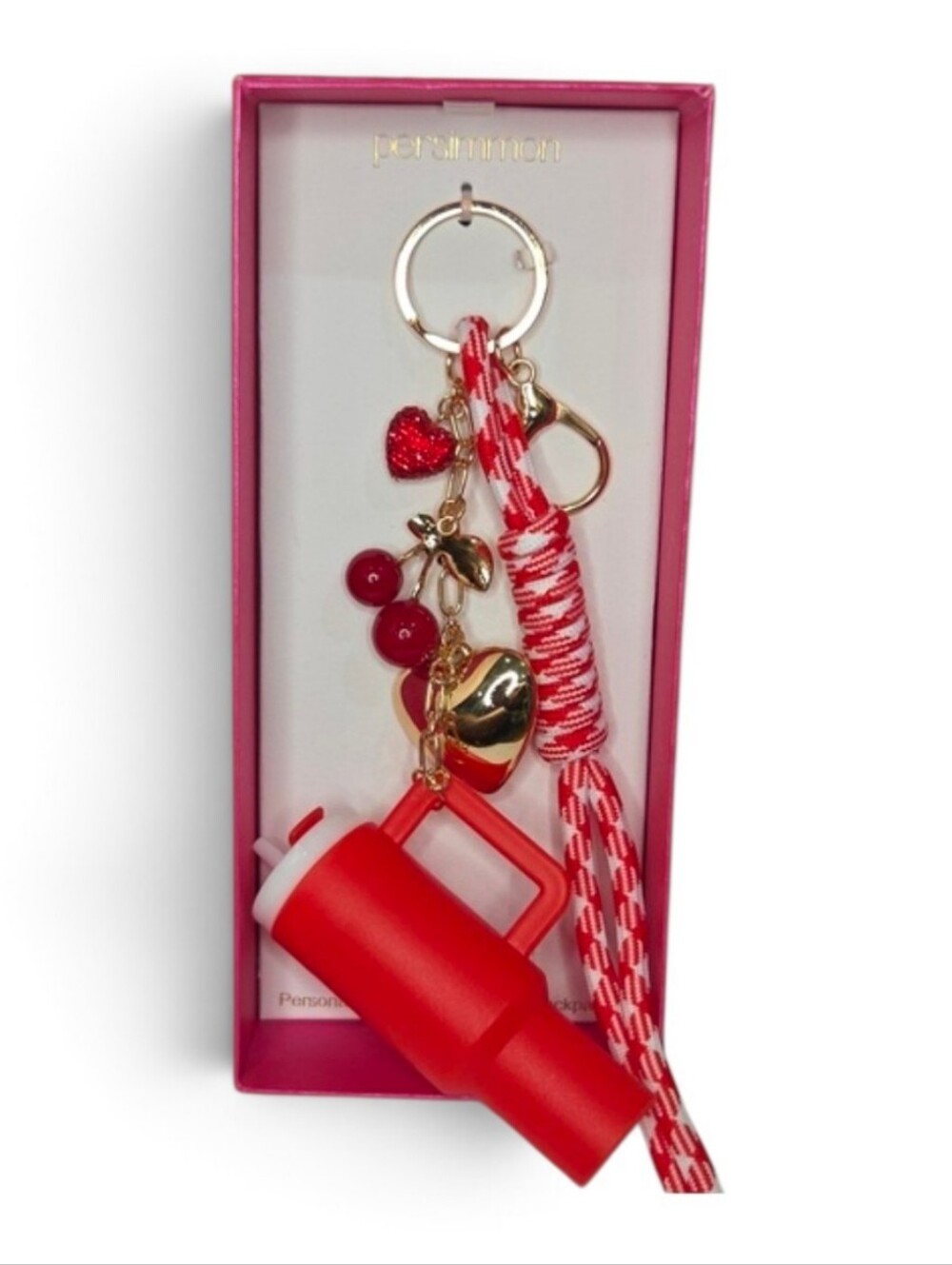 ❤️▪️Persimmon ▪️ Beautiful Tumbler, Cherry Heart Bag Charm Or Key Chain